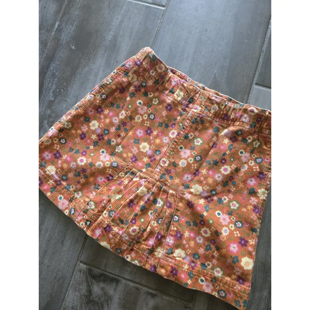 Y2K Gymboree Girls Corduroy Floral Skirt Size 6 Adjustable Waist Cotton Retro